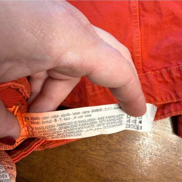 Zara Vibrant Red cropped women’s denim jean Jacket size xxl 100% cotton - Picture 6 of 6